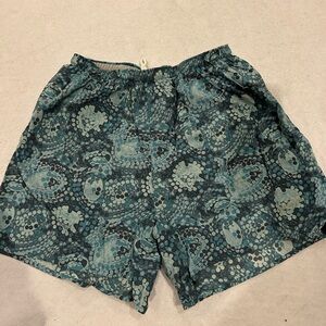 Patagonia Teal and Dark Blue Patterned Athletic Shorts 2025